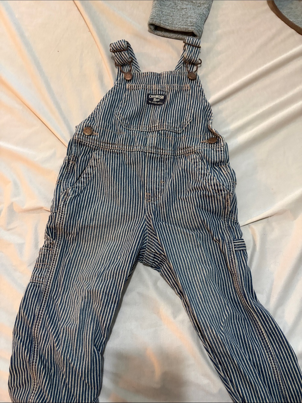 OshKosh B'gosh Navy and White Pinstripe Kids Overalls